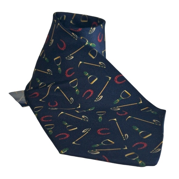 Tommy Hilfiger Neck Tie 100% Silk Equestrian Polo Printed in Italy Made USA Y2K - Picture 6 of 11